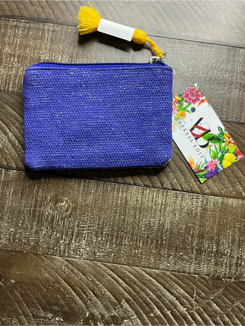 Hand-Beaded Lemon Cosmetic Pouch - Light Blue & Yellow - Picture 2 of 4